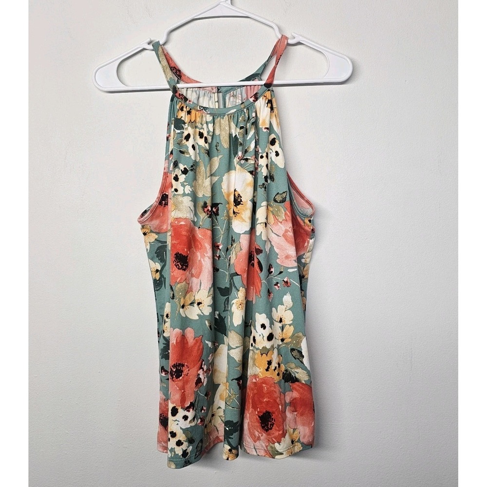 Papermoon Womens Large Floral Cami Tank Top Strappy Tropical Beach Cruise Travel